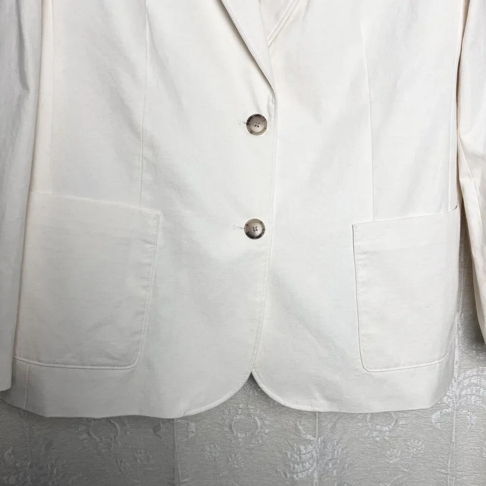 J. Crew relaxed patch-pocket blazer cotton linen oversized suit jacket white